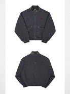 SOD Distressed Leather Collar Work Jacket in Blue