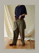 USAGE Heavyweight Herringbone Cargo Pants in Olive - On Male Model