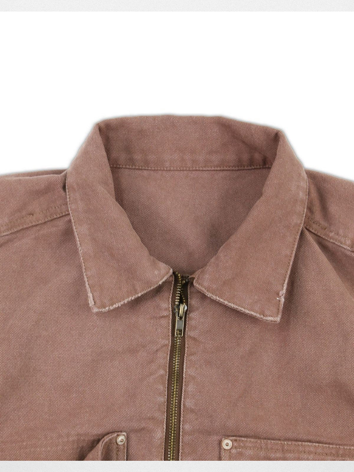 SOD Online Store Distressed Cotton Lumberjack Jacket in Red - Detail