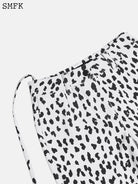 SMFK High Waisted Leopard Print Flared Pants in White - Detail