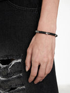 BLACKHEAD Star Pendant Chain Bead Bracelet in Black - On Model