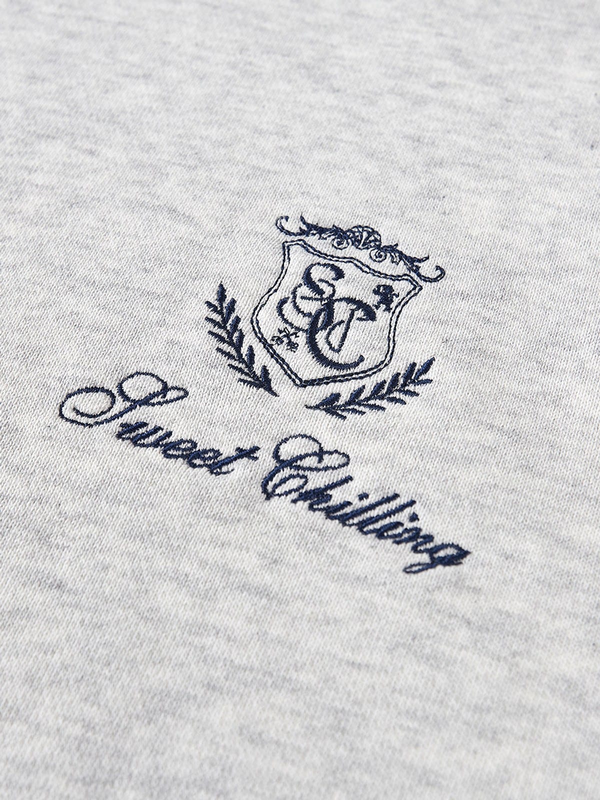 SweetChilling Embroidered Logo Cotton Sweatshirt in Heather Gray - Detail