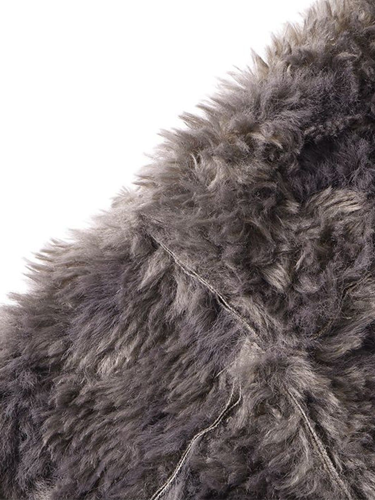 D5ove Faux Fur Zip Up Hoodie in Gray - Detail