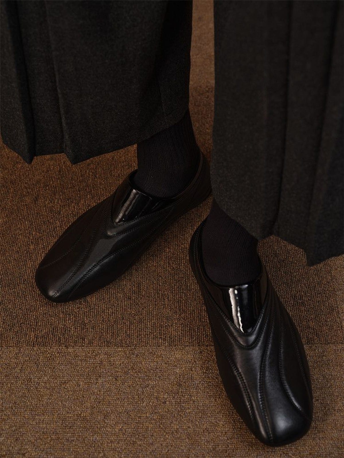 JCAESAR STUDIO Quilted Calfskin Racing Sneakers in Black - On Model