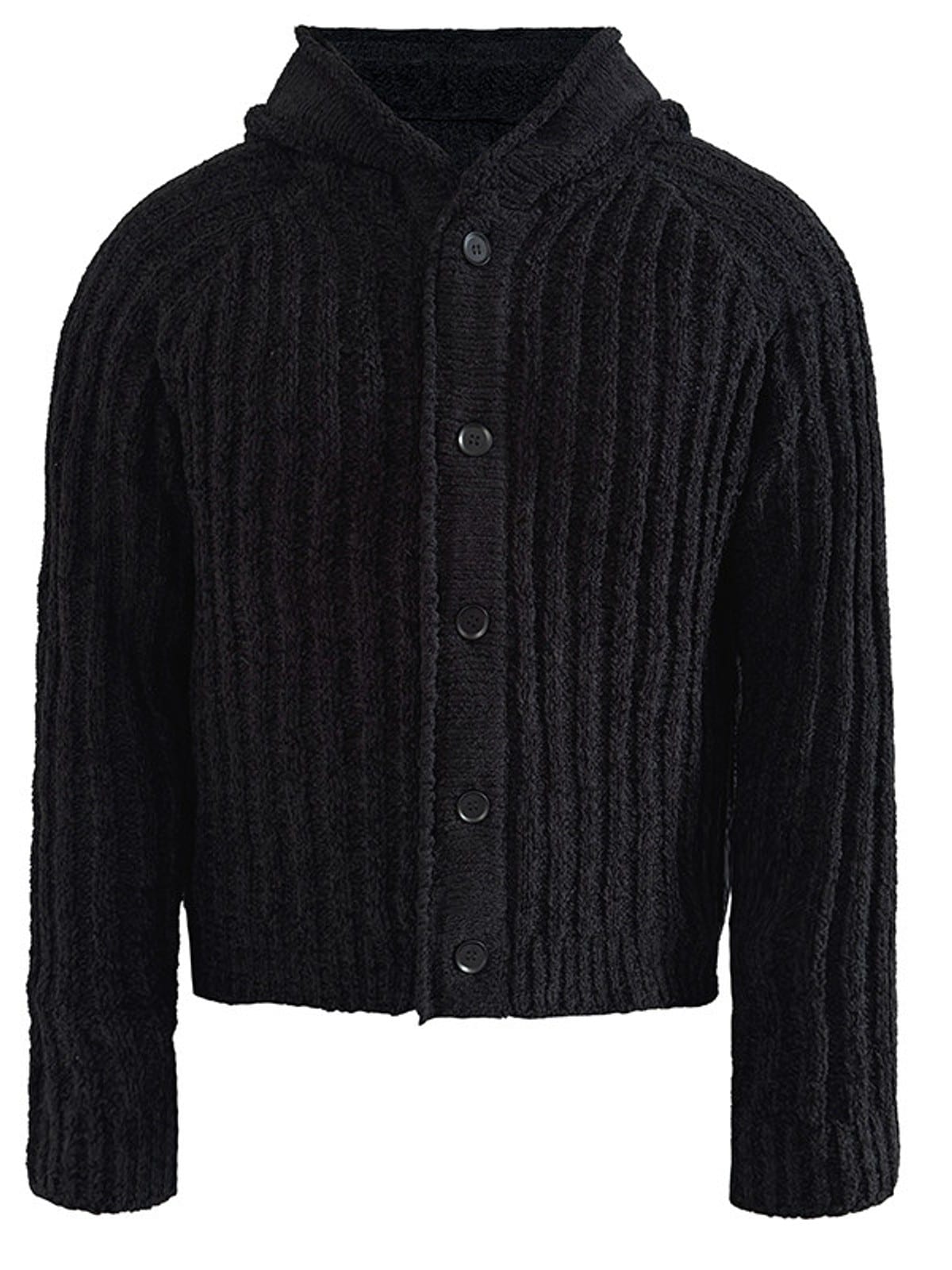 JCAESAR STUDIO Heavyweight Ribbed Hooded Sweater in Black