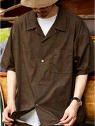 USAGE Floral Japanese Cotton Aloha Shirt in Brown - On Male Model