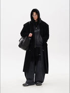 MASONPRINCE Double Layered Cotton Joggers in Black - On Male Model