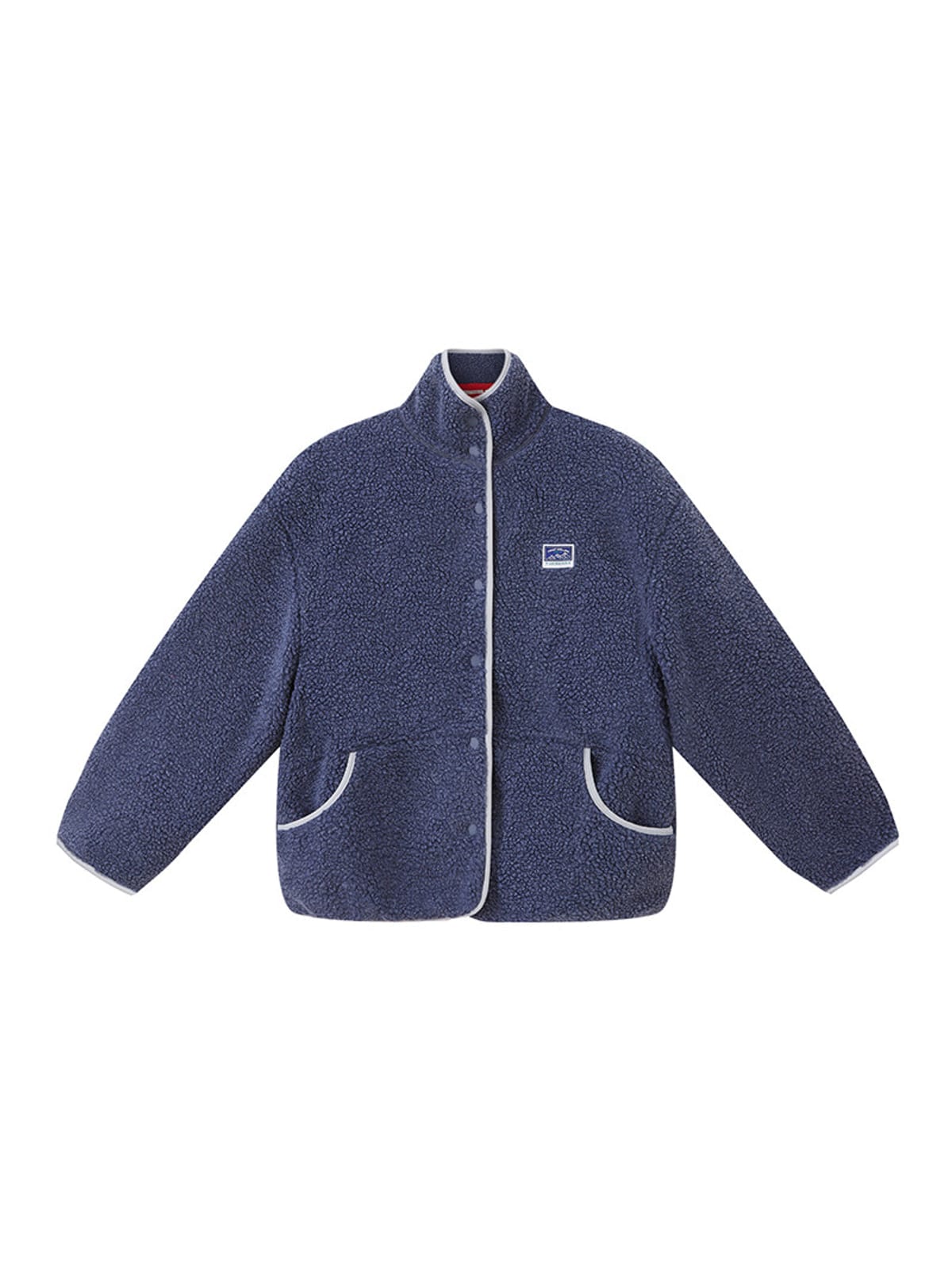 SweetChilling Double Layer Fleece High Collar Jacket in Navy Blue