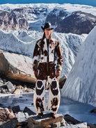 PERSONSOUL Cow Print Hair On Leather Biker Jacket in Brown - Lifestyle