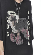 D5ove Boxing Dog Graphic Half Sleeve T Shirt in Black - On Model