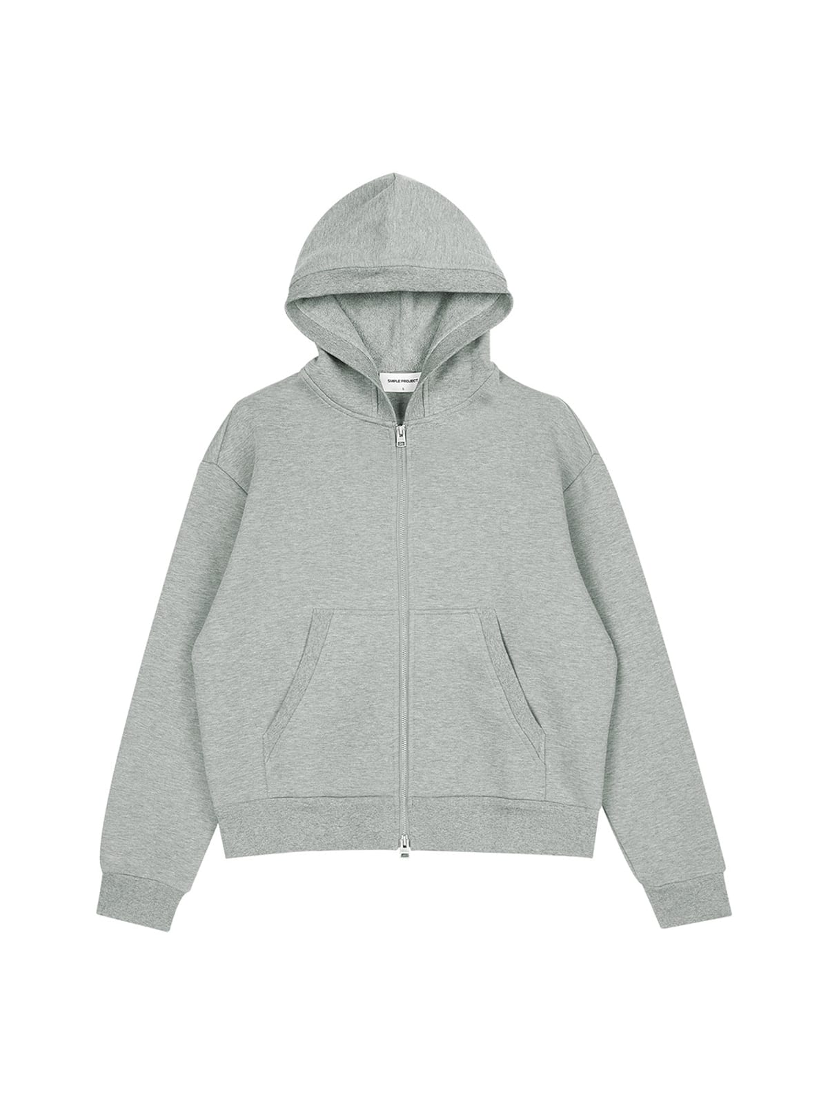 SIMPLE PROJECT Cotton Blend Zip Up Hoodie in Gray
