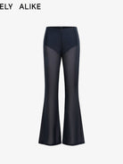 RARELY ALIKE Semi Sheer Mesh Flared Pants in Blue