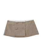 SweetChilling Plaid Lace Trim Double Breasted Shorts in Brown