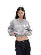 SweetChilling Layered Look Jacquard Crewneck Sweater in Gray - On Female Model