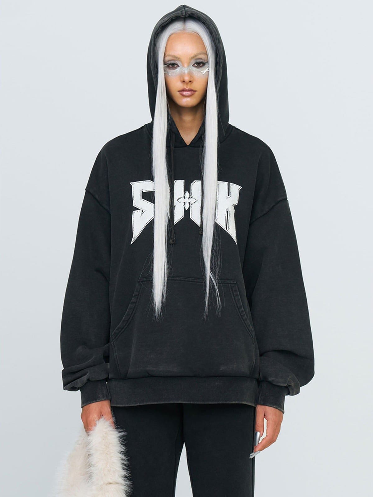 SMFK Cotton Flared Sweatpants in Black - On Female Model