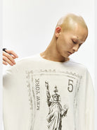 D5ove Mew York Graphic Hemp Blend T Shirt in White - On Male Model