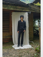 Retro21 Western Fringe Shirt Jacket in Black - On Male Model