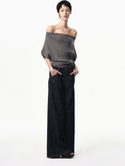 RARELY ALIKE Multi Way Wool Blend Knit Top in Gray - On Female Model