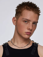 BLACKHEAD Two Tone Lightning Bolt Necklace in Gray - On Male Model