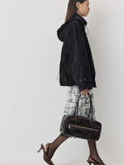 Random Piece Triacetate Blend Jacket With Stowable Hood in Black - On Female Model
