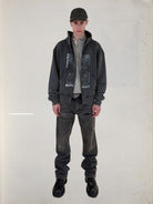 UNKNOWNWORLD Distressed Mechanical Print Hoodie in Black - On Male Model