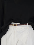 PANLULUPAN Top Grain Leather Square Buckle Belt in Brown - On Model