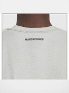 MASONPRINCE Distressed Typographic Cotton T Shirt in Gray - On Model