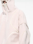 D5ove Sherpa Fleece Half Zip Sweatshirt in White - On Model