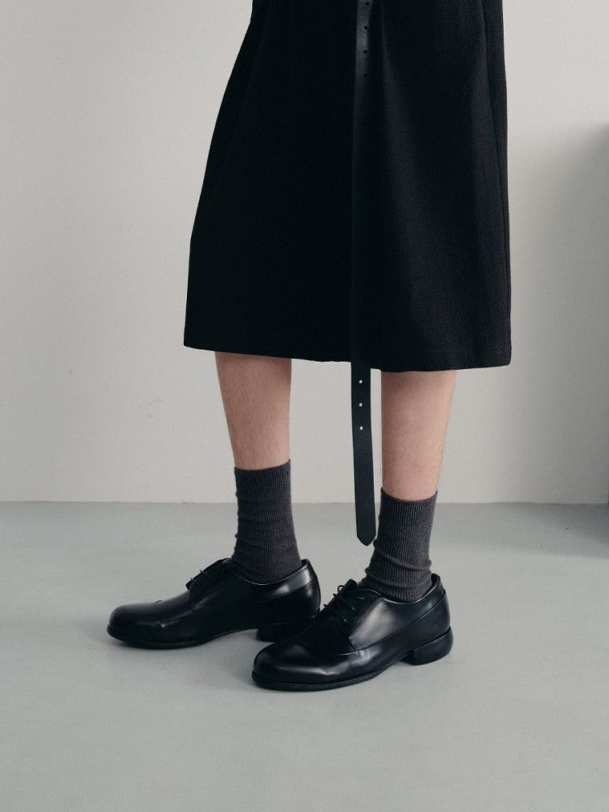 JCAESAR STUDIO Cowhide Leather Derby Shoes in Black - On Model