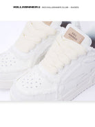 KILLWINNER White Distressed Denim Low Top Sneakers in White