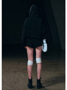 SMFK Meditation Cropped Cotton Hoodie in Black - On Model