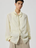 SIMPLE PROJECT Sheer Nylon UV Protection Shirt in White - On Male Model