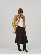 ACSENSE STUDIO Pleated Wool Blend Culottes in Brown - On Female Model