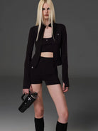 SMFK Zip Up Long Sleeve Active Jacket in Black - On Female Model