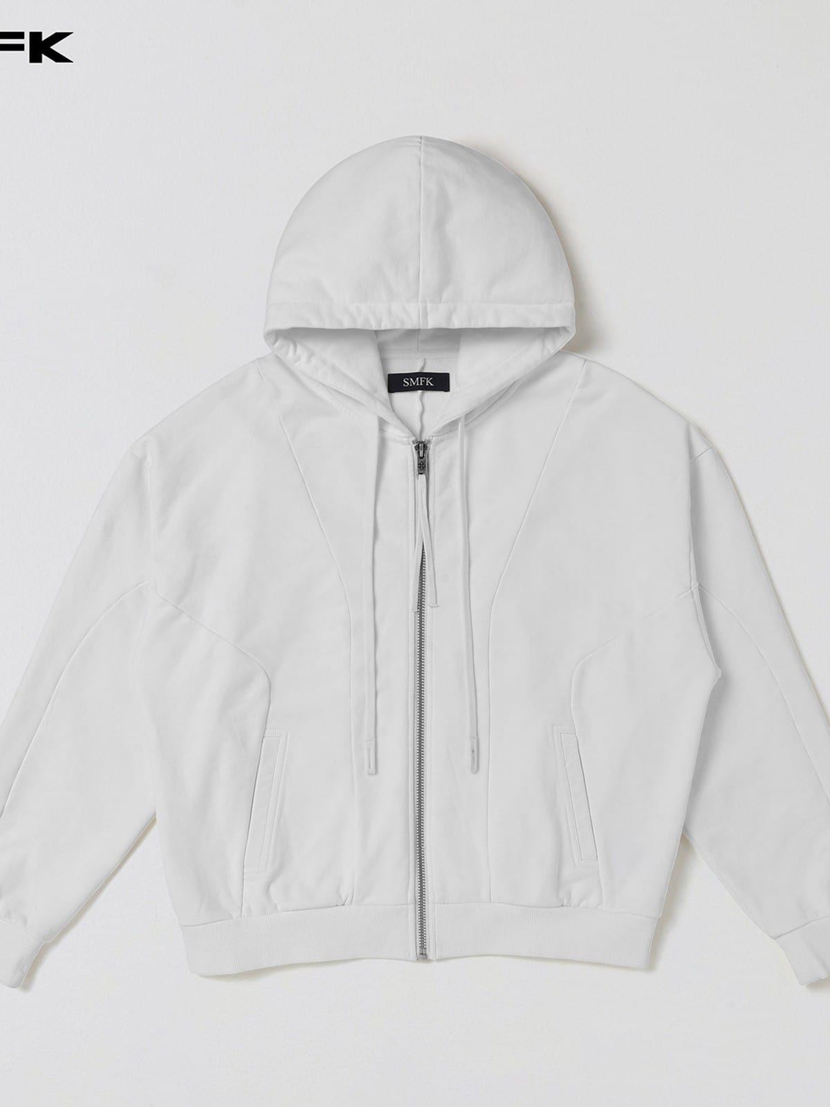 SMFK Oversized Zip Up Cotton Hoodie in Gray