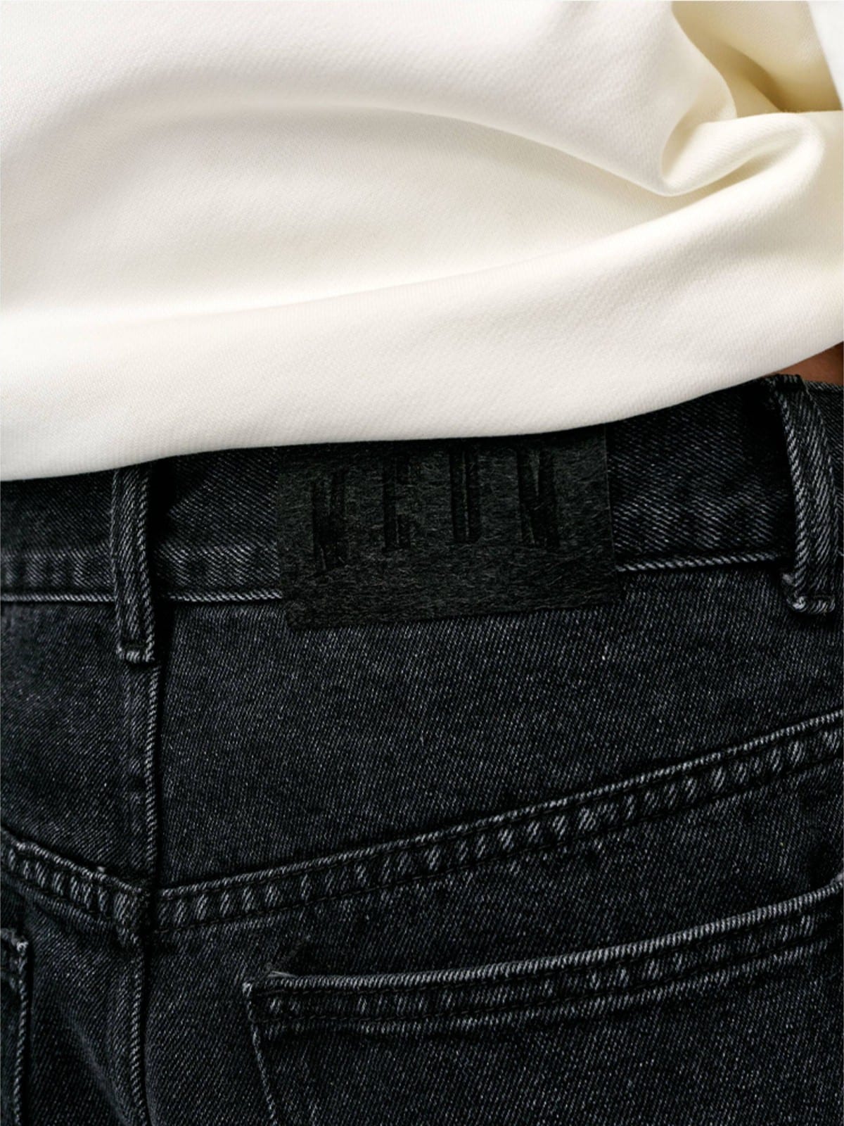 MEDM Washed Wide Leg Jeans in Black - On Model