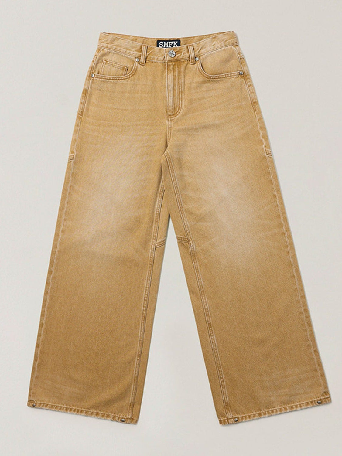 SMFK Distressed Dirty Wash Wide Leg Jeans in Brown