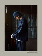 USAGE Merino Wool Blend T Shirt Set in Navy Blue - On Male Model