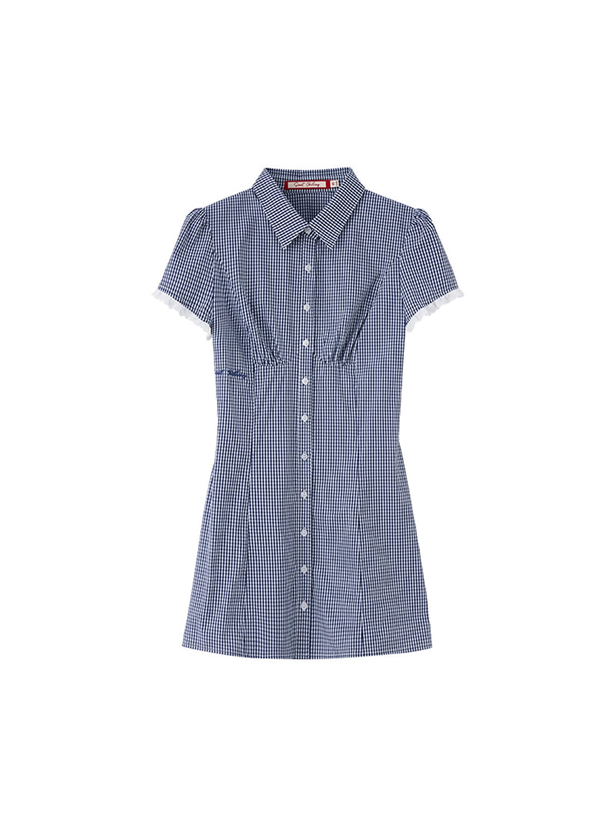SweetChilling Fitted Cotton Blend Shirt Dress in Navy Blue