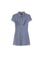 SweetChilling Fitted Cotton Blend Shirt Dress in Navy Blue