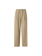 ROYA Linen Blend Drawstring Trousers in Beige