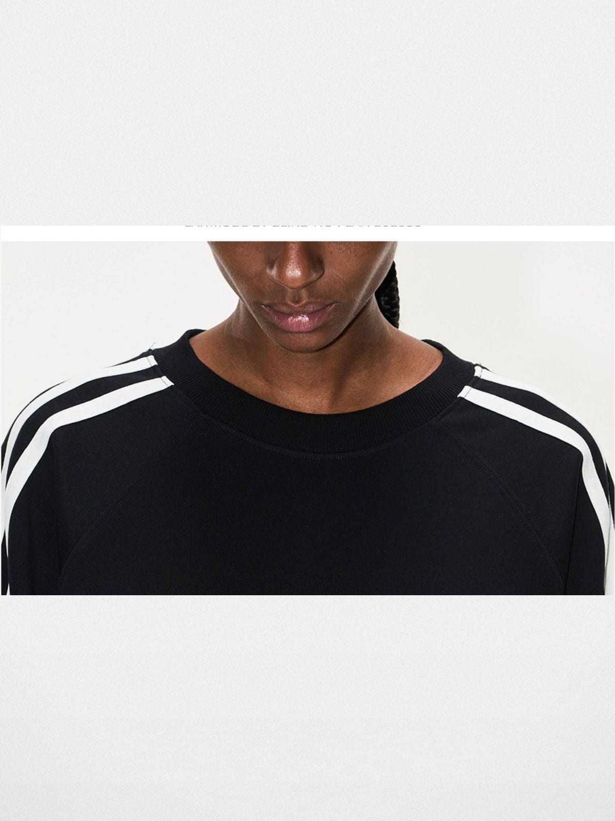 BLINDNOPLAN Color Block Graphic Raglan Sweatshirt in Black - On Model
