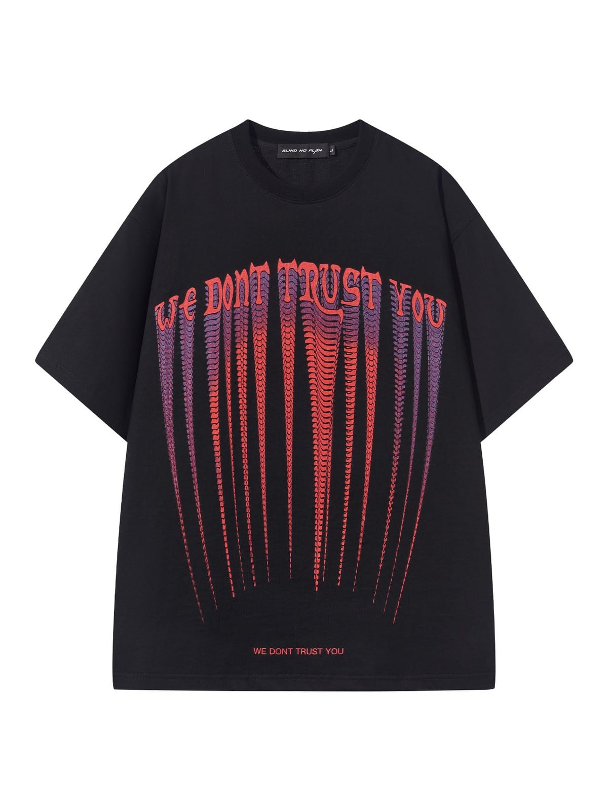 BLINDNOPLAN Stretched Slogan Print Cotton T Shirt in Red
