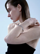BLACKHEAD Hinged Titanium Steel Snake Bracelet in Silver - On Female Model