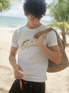 Retro 21 California Graphic Cotton T Shirt in White - On Male Model