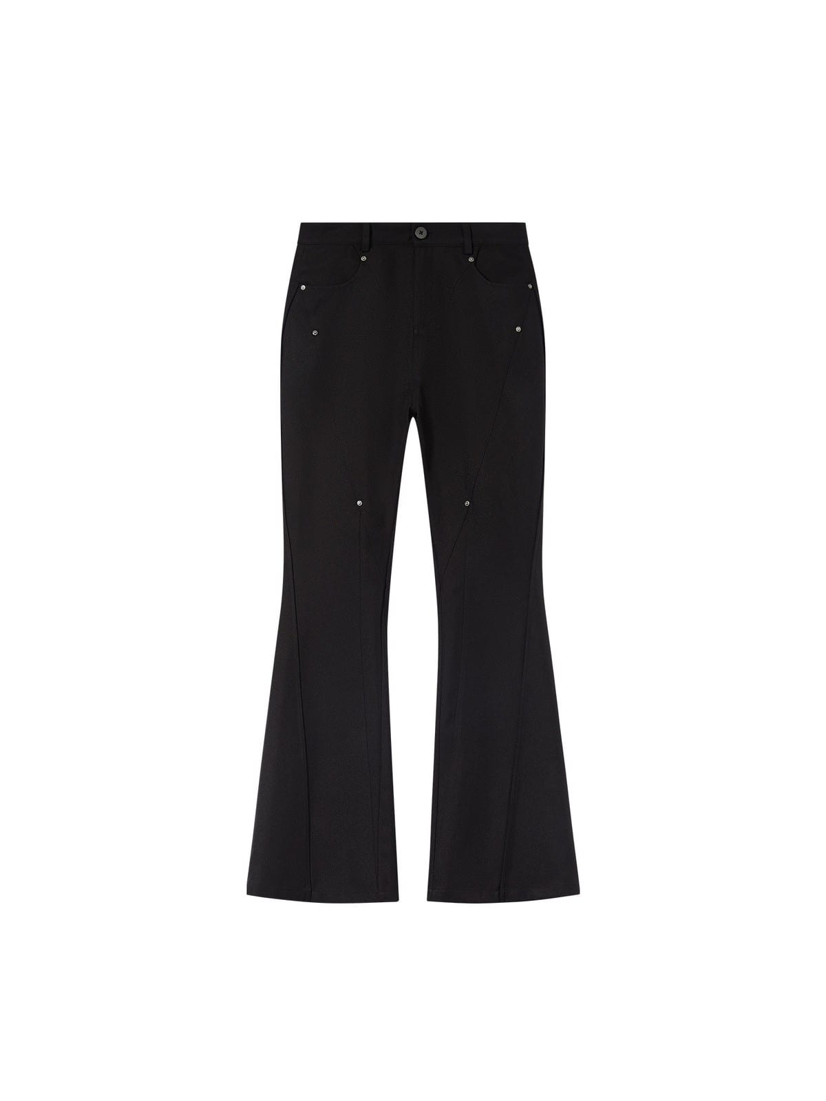 BLINDNOPLAN Diagonal Paneled Trousers with Rivets in Black