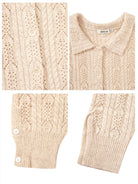 Retro 21 Openwork Wool Knit Cardigan Shirt in Apricot - Detail