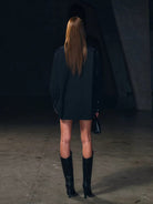 SMFK Cross Badge Cotton Cargo Shirt in Black - On Female Model