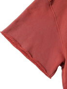 D5ove Heavyweight Boxy Cotton T Shirt in Burgundy - Detail