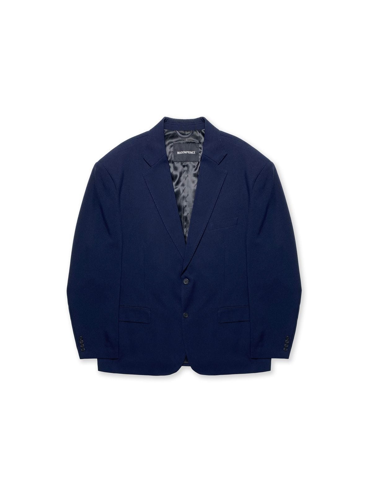 MASONPRINCE Minimalist Textured Two Button Blazer in Navy Blue